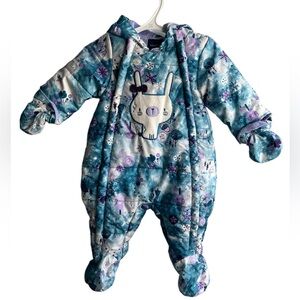 Souris Mini snow suit bunting suit purple blue white bunny 6 months